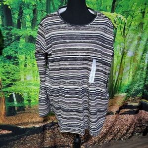 (3274) Croft & Barrow Classic Tee Womens Size 3X ,Striped Long Sleeve Stretch